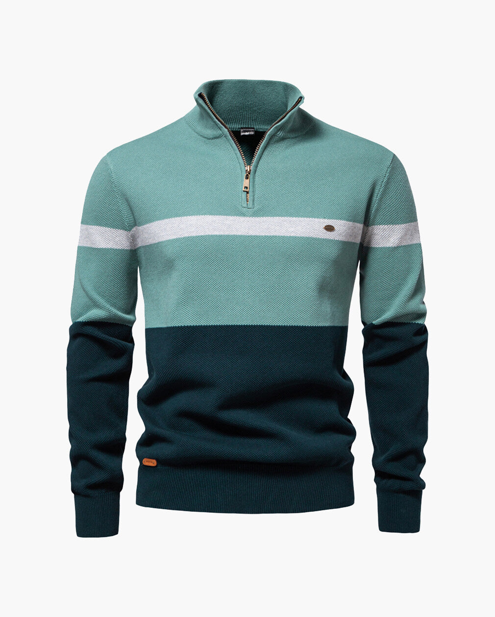 Colorblock Half-Zip Stand Collar Sweater