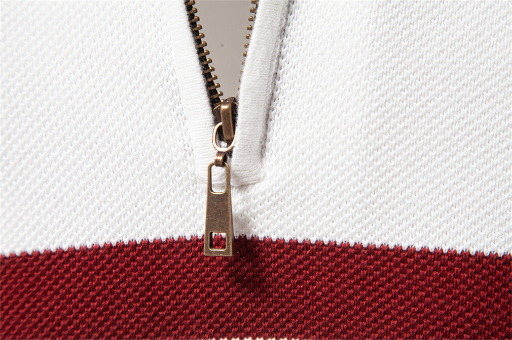Colorblock Half-Zip Stand Collar Sweater
