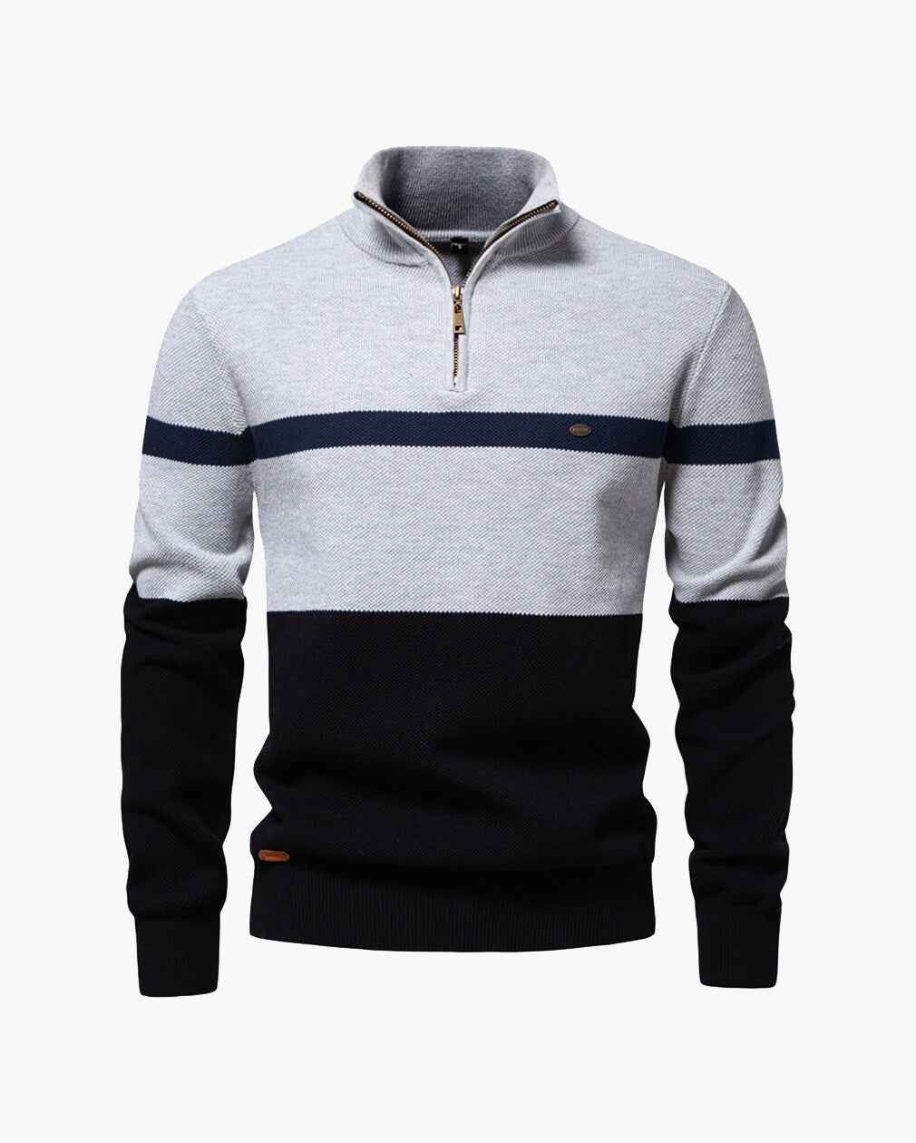 Colorblock Half-Zip Stand Collar Sweater