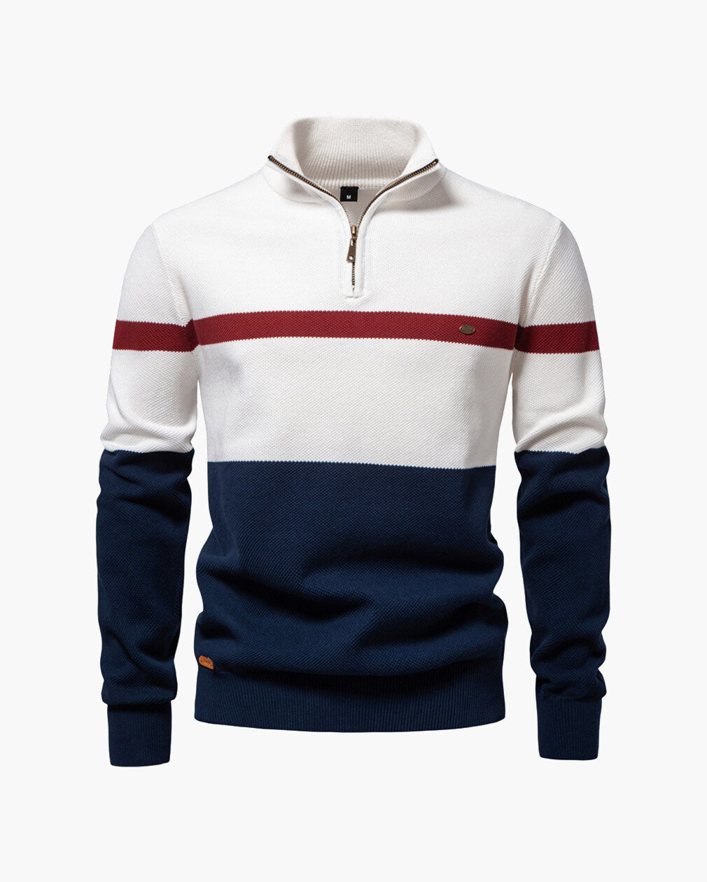 Colorblock Half-Zip Stand Collar Sweater