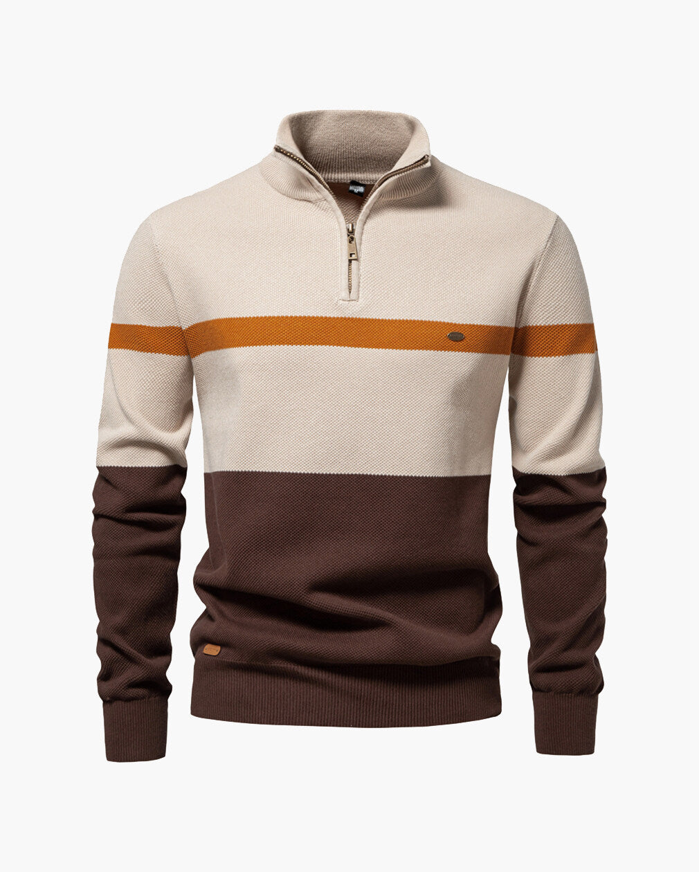 Colorblock Half-Zip Stand Collar Sweater