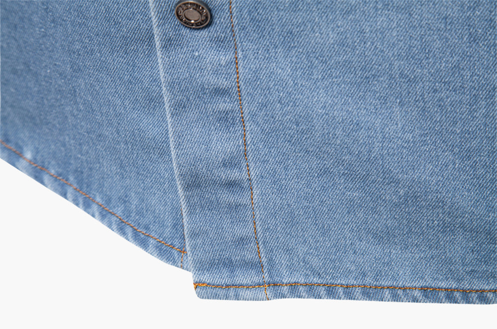 Men’s Slim-Fit Long Sleeve Cotton Denim Shirt