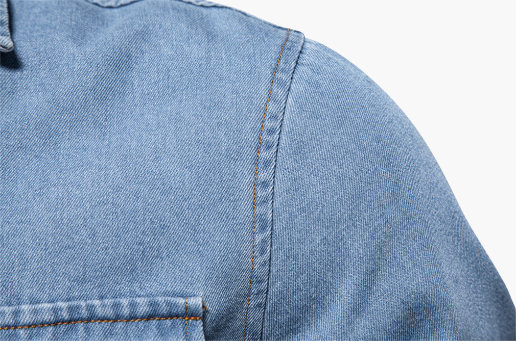 Men’s Slim-Fit Long Sleeve Cotton Denim Shirt