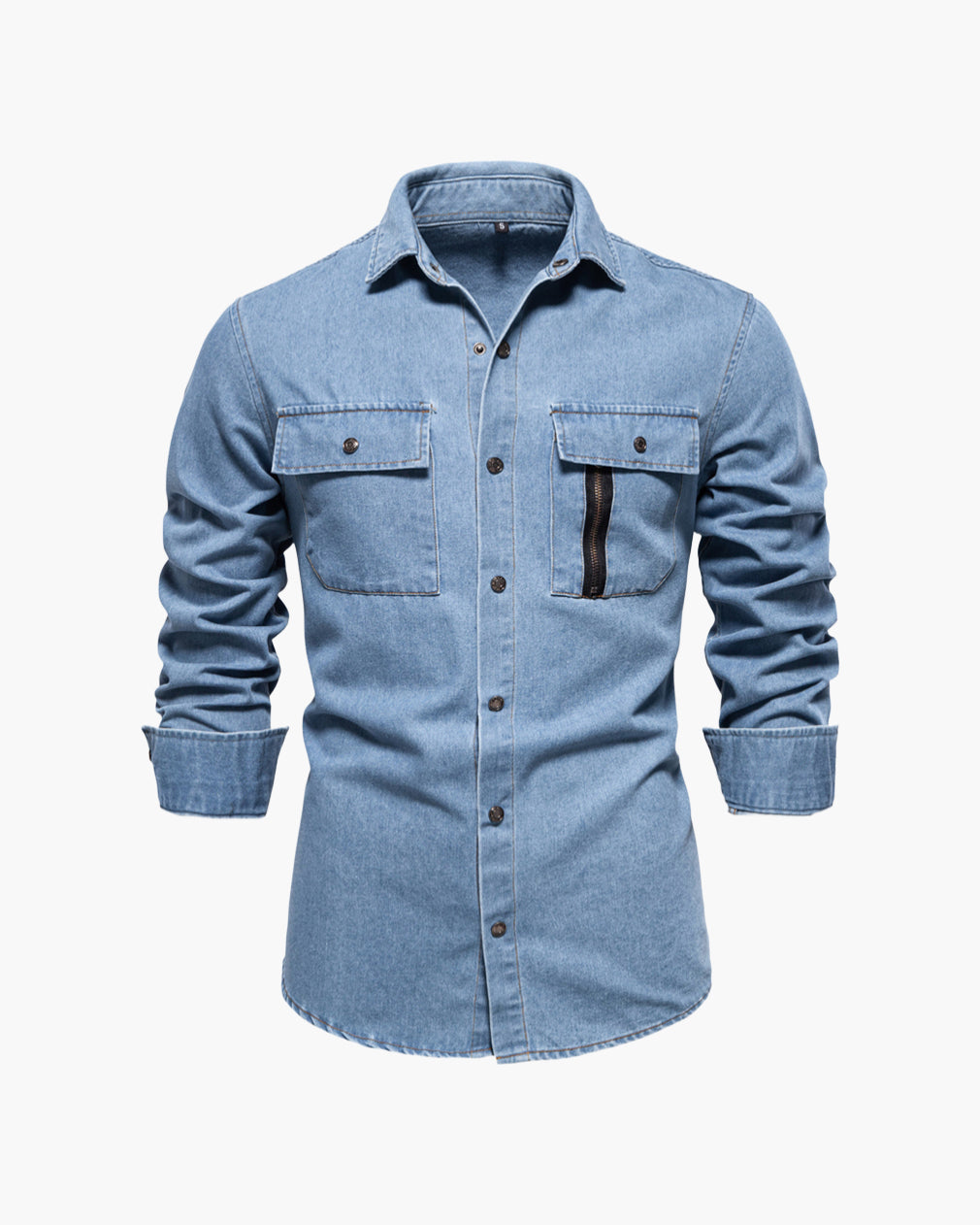 Men’s Slim-Fit Long Sleeve Cotton Denim Shirt