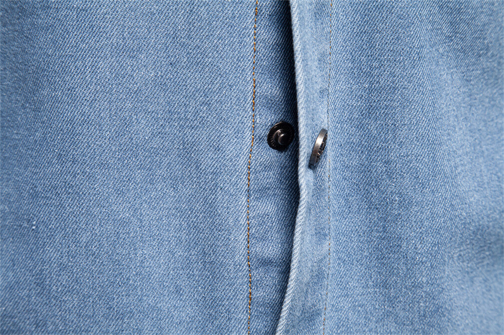 Men’s Slim-Fit Long Sleeve Cotton Denim Shirt