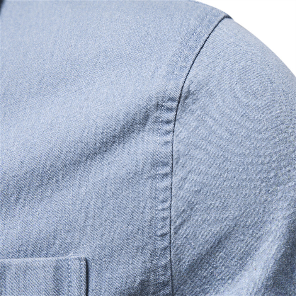 Men’s Slim-Fit Wrinkle-Resistant Cotton Denim Shirt