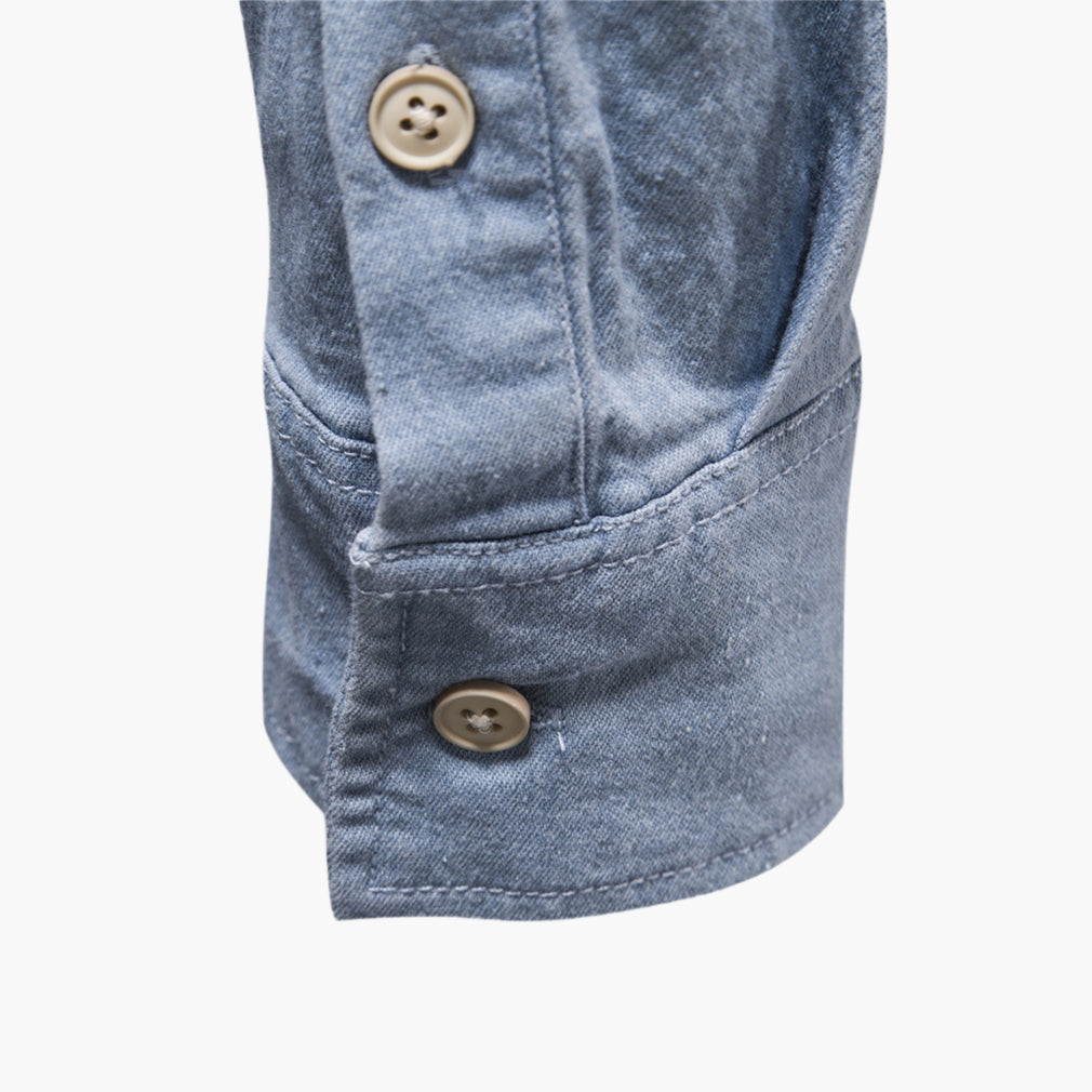 Men’s Slim-Fit Wrinkle-Resistant Cotton Denim Shirt