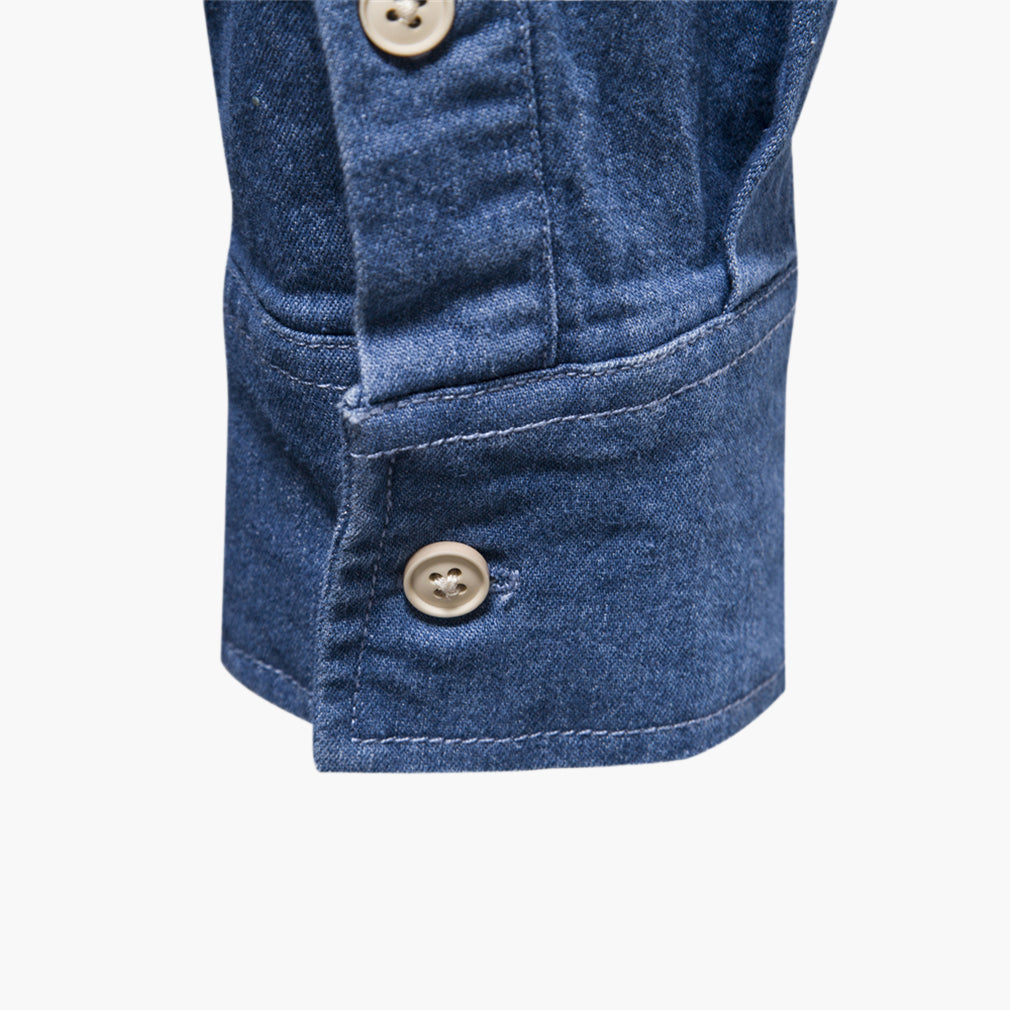 Men’s Slim-Fit Wrinkle-Resistant Cotton Denim Shirt
