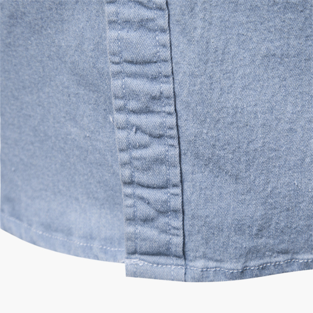 Men’s Slim-Fit Wrinkle-Resistant Cotton Denim Shirt