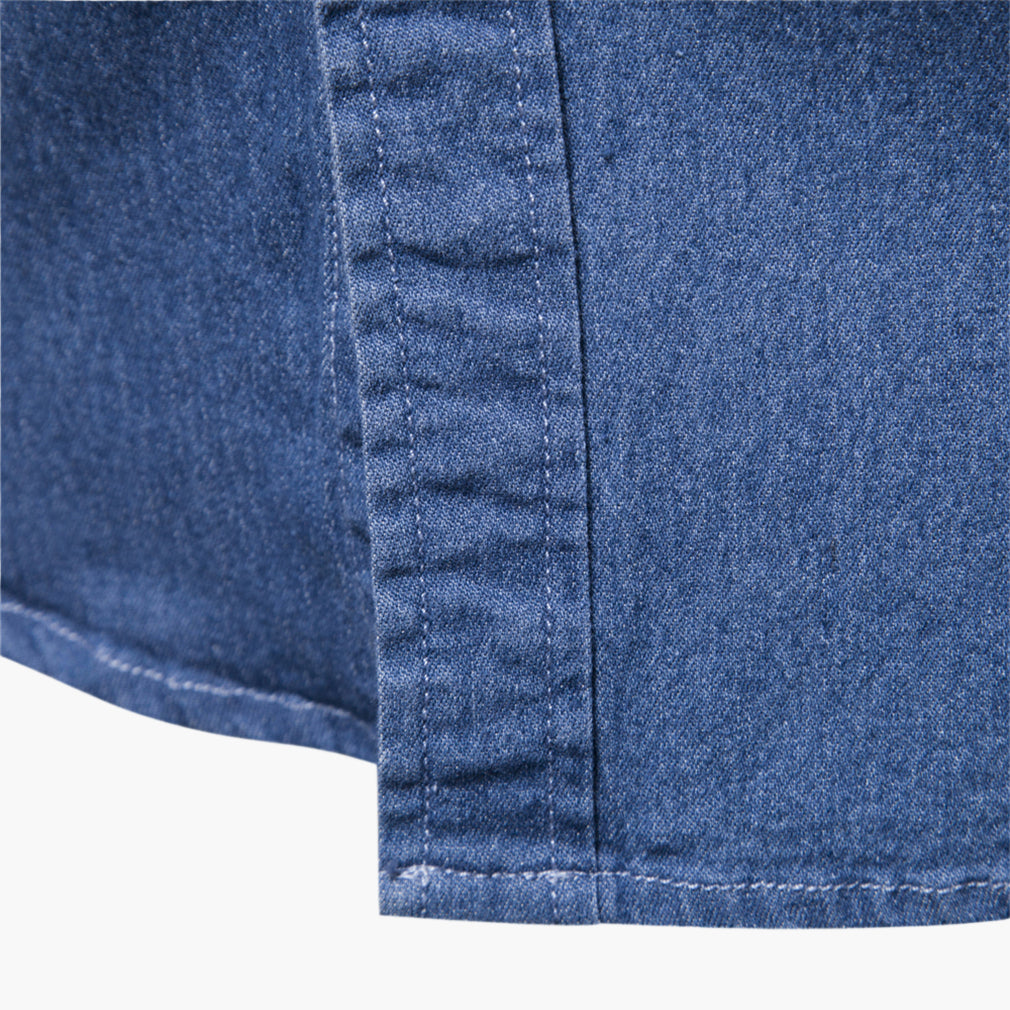 Men’s Slim-Fit Wrinkle-Resistant Cotton Denim Shirt
