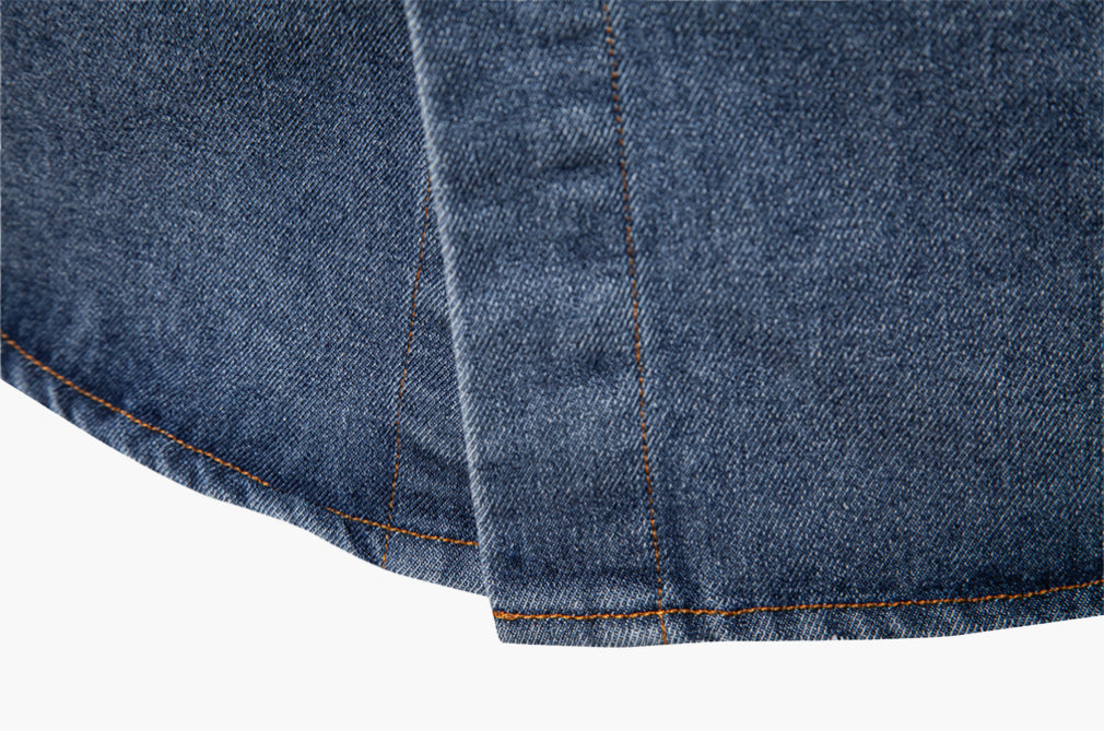 Men’s Slim-Fit Long Sleeve Cotton Denim Shirt