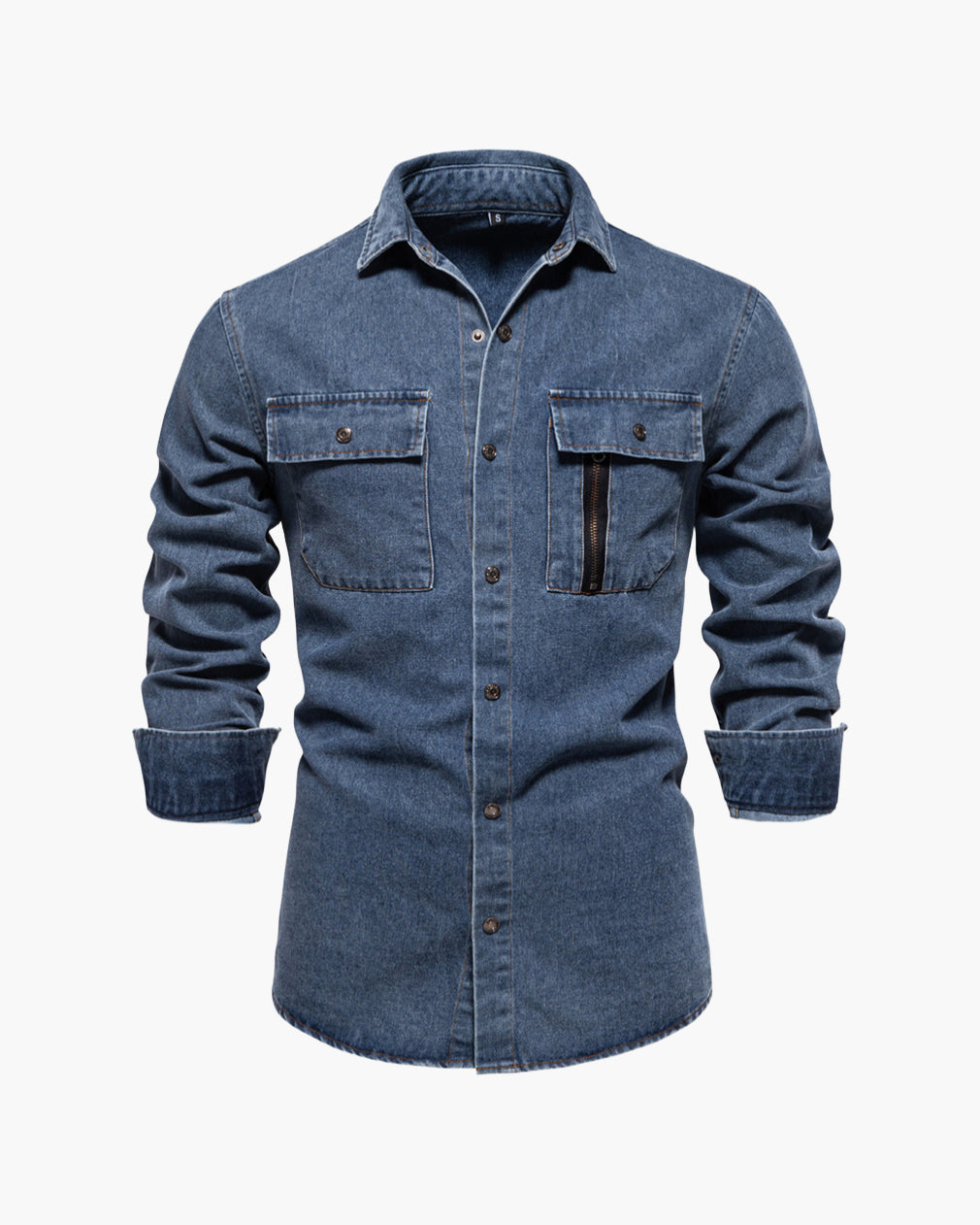 Men’s Slim-Fit Long Sleeve Cotton Denim Shirt