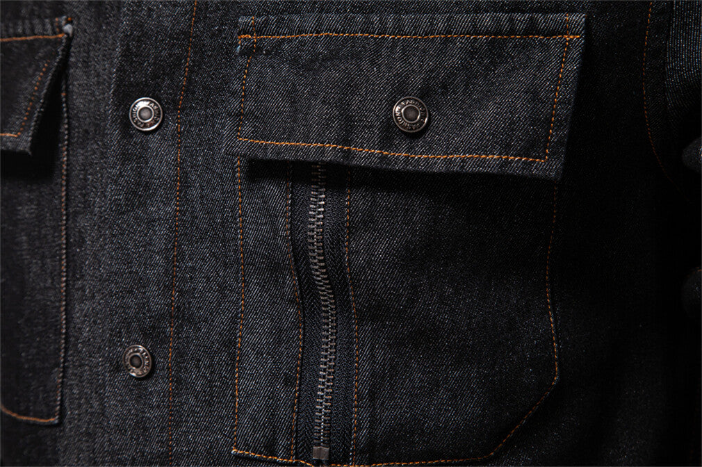 Men’s Slim-Fit Long Sleeve Cotton Denim Shirt