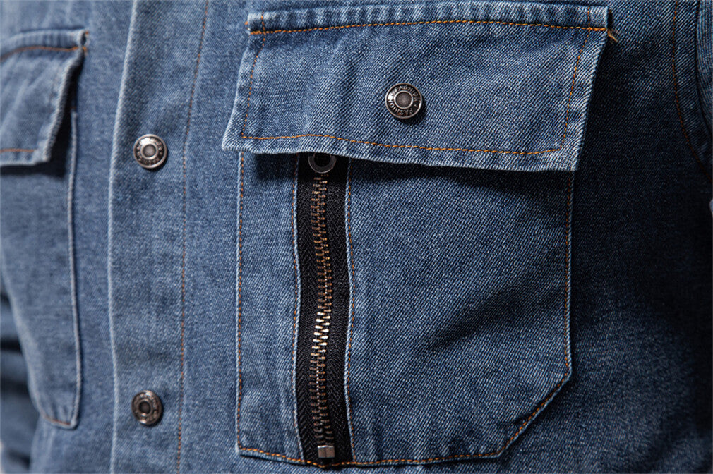 Men’s Slim-Fit Long Sleeve Cotton Denim Shirt