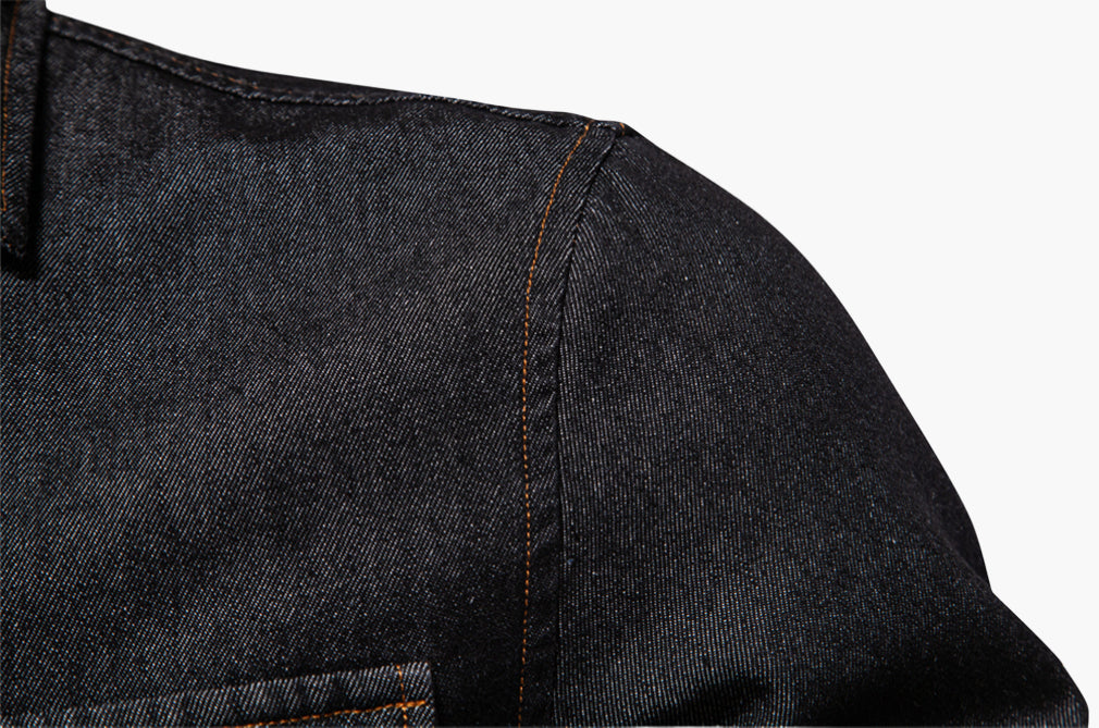 Men’s Slim-Fit Long Sleeve Cotton Denim Shirt