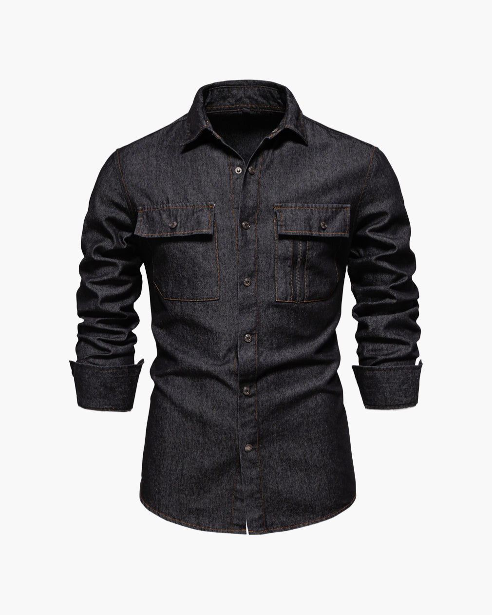 Men’s Slim-Fit Long Sleeve Cotton Denim Shirt